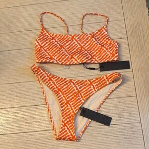Triangl Swimwear Orange and White Bikini